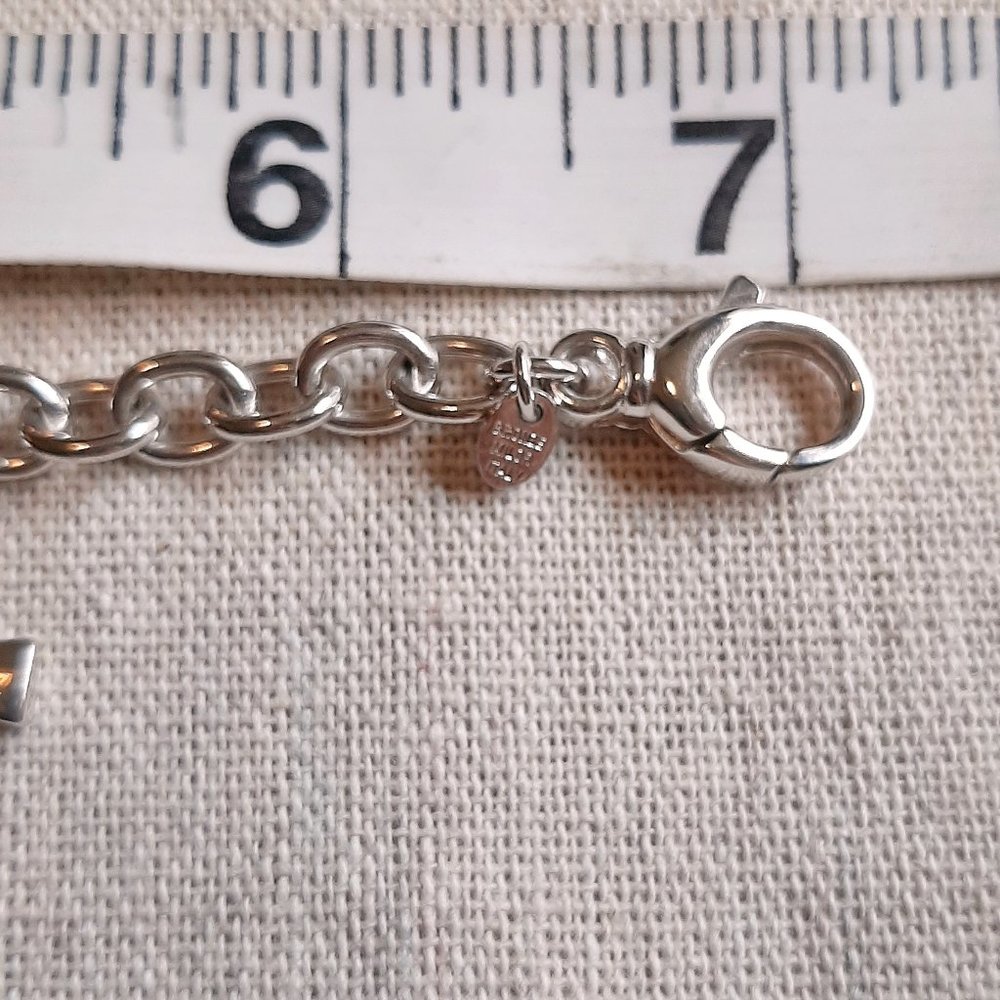 Silver Tone Bronze Milor Italy Cross Charm Bracelet - Picture 6 of 6